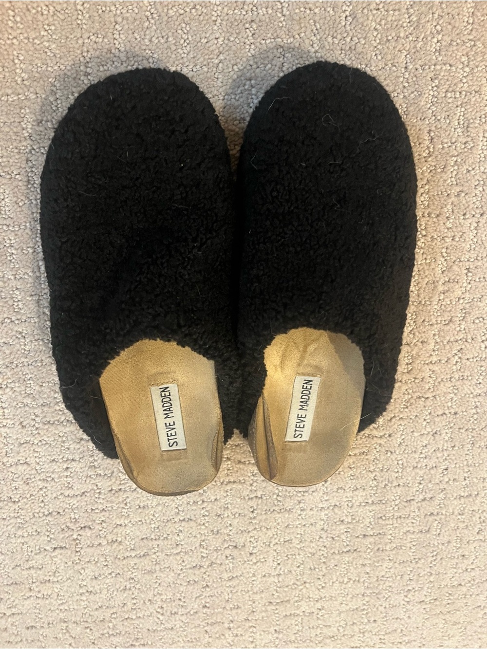Black Cozy Slip-On Mules